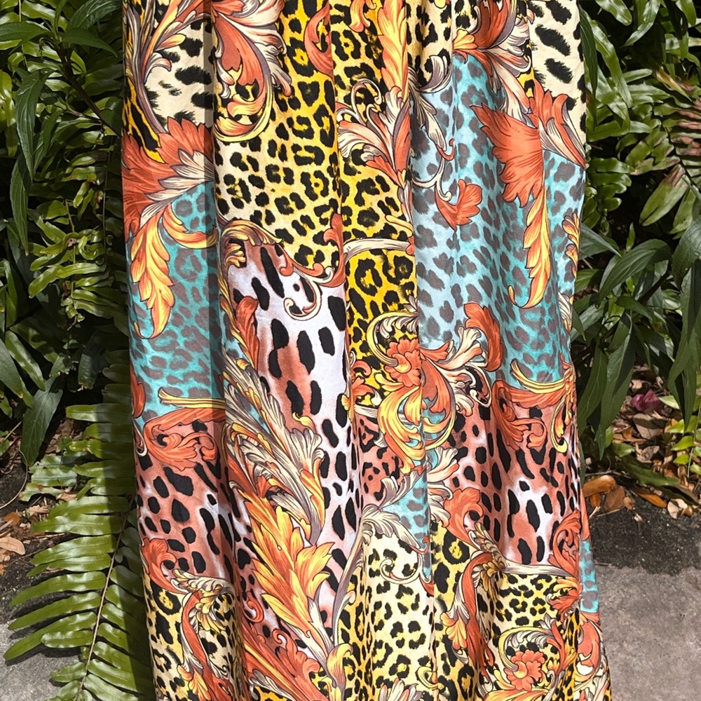 Animal Print Maxi Summer Fall Tube Top Style  Sundress Dress Plus Size 3X - Picture 6 of 7